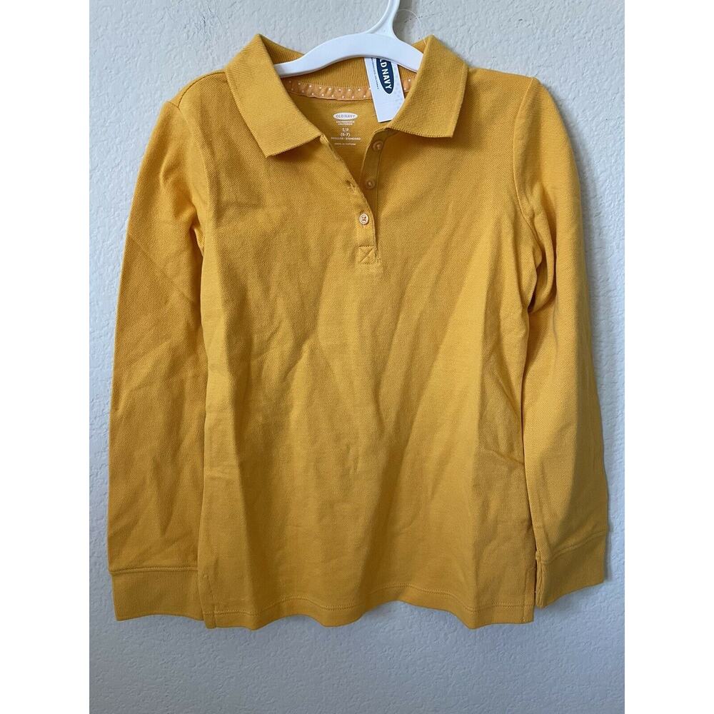 Old Navy Sun Flare Gold Uniform Collared Long Sleeve Pique Polo Size S 6-7